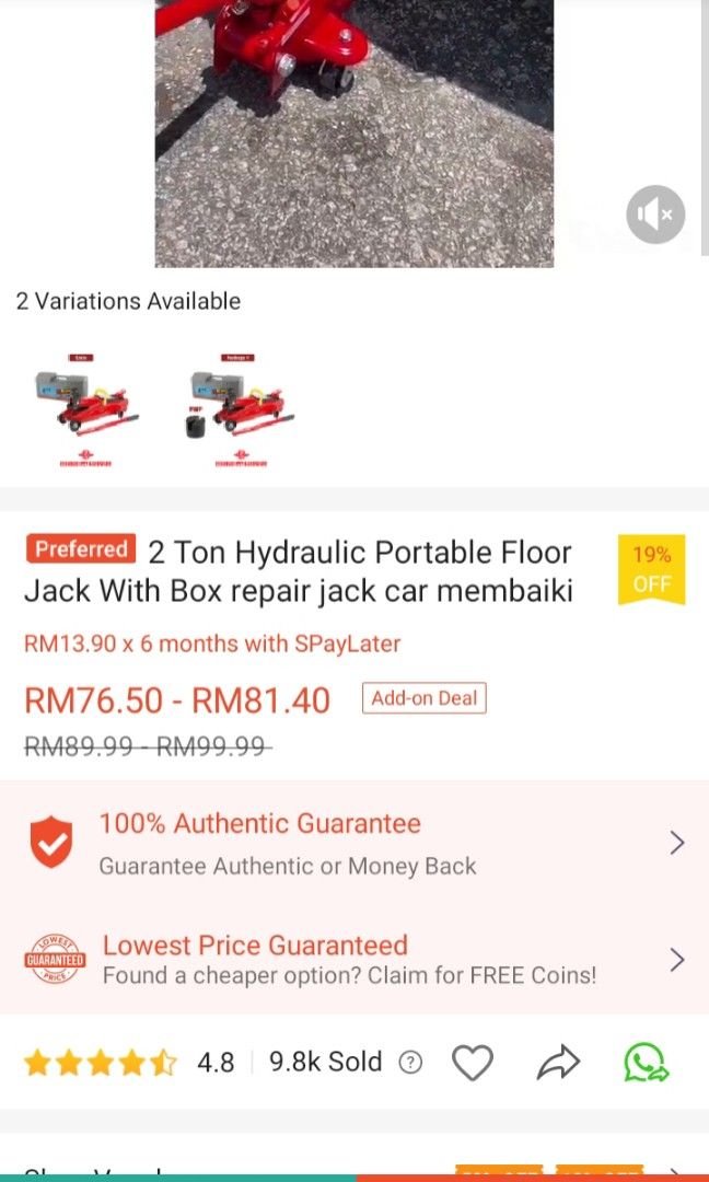 Hydraulic jack 2 ton with box, Auto Accessories on Carousell