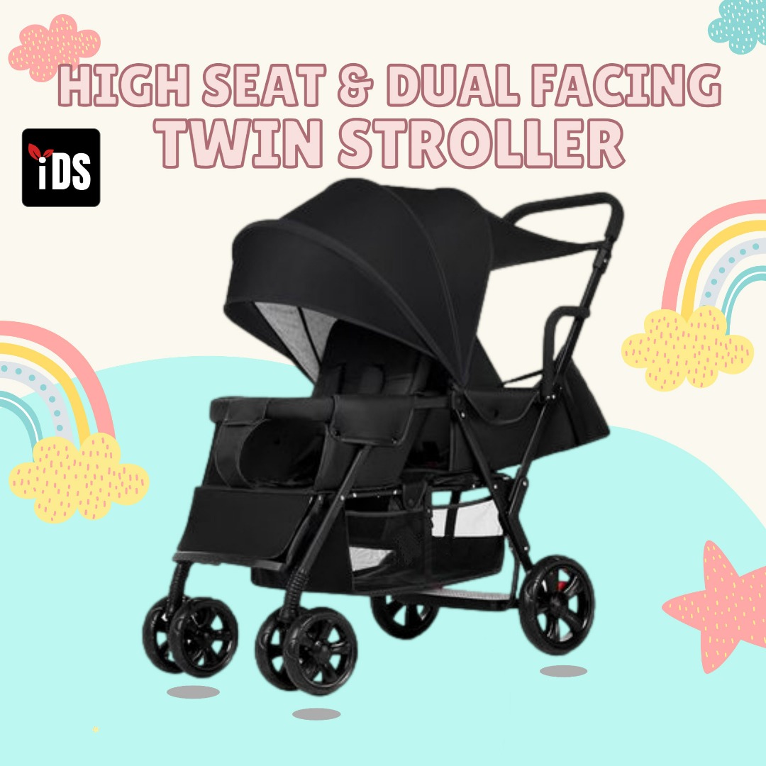 Double stroller sale with rubber tires