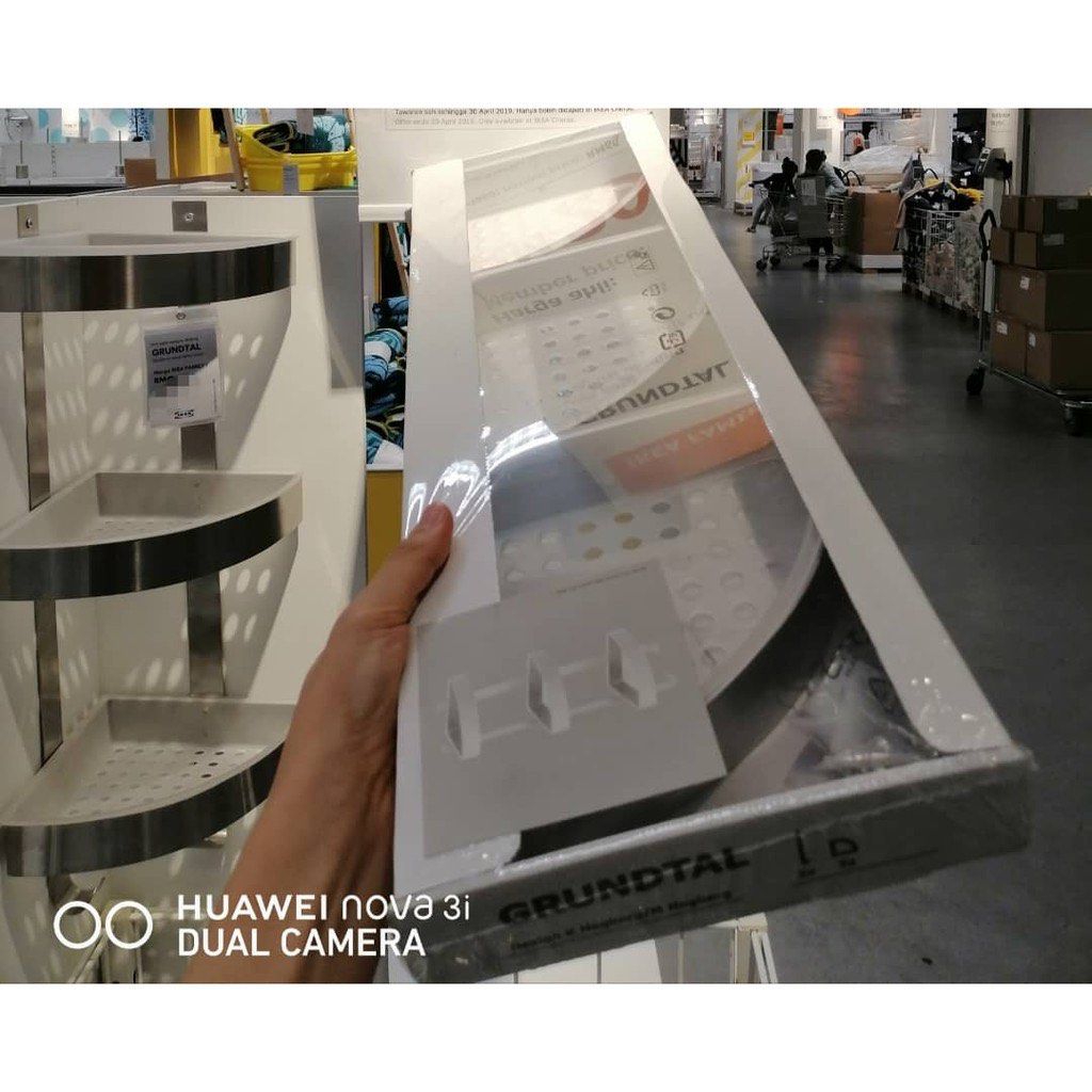 IKEA GRUNDTAL Bathroom Wall Corner Shelf Unit (3tier), Furniture