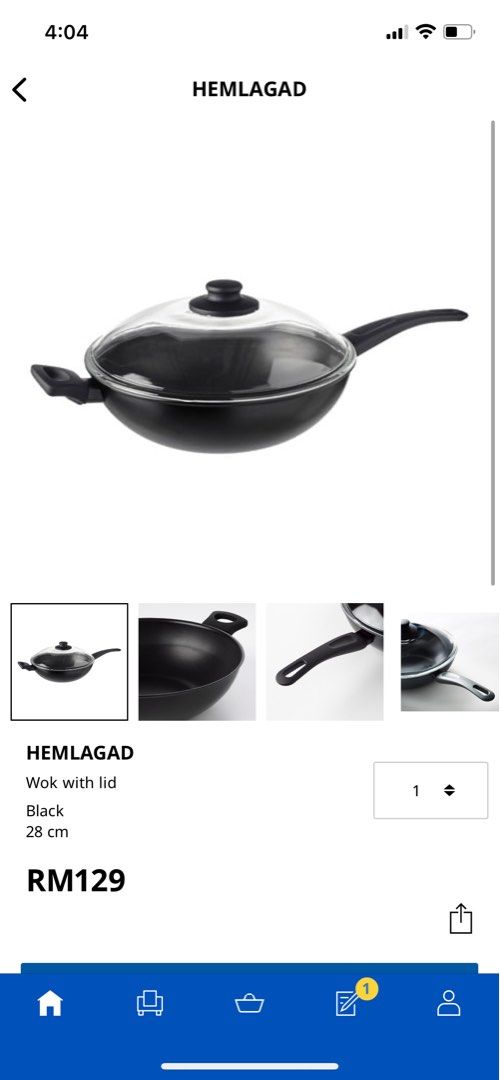 HEMLAGAD Wok with lid, black - IKEA
