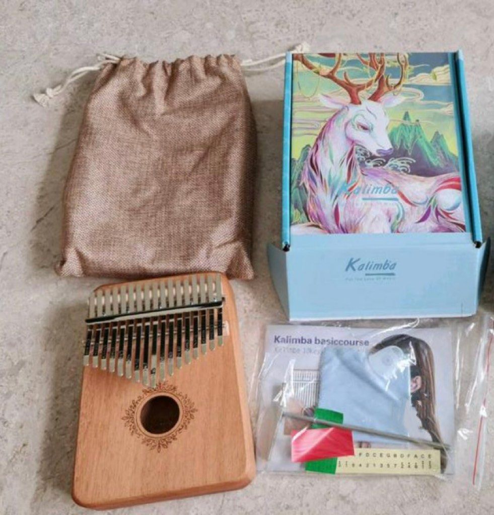 Kalimba Set Wooden Kalimba with tuner and box, Hobbies & Toys, Music