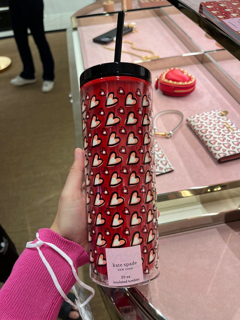 KATE SPADE HEART TUMBLER COLD CUP, Furniture & Home Living, Kitchenware &  Tableware, Water Bottles & Tumblers on Carousell