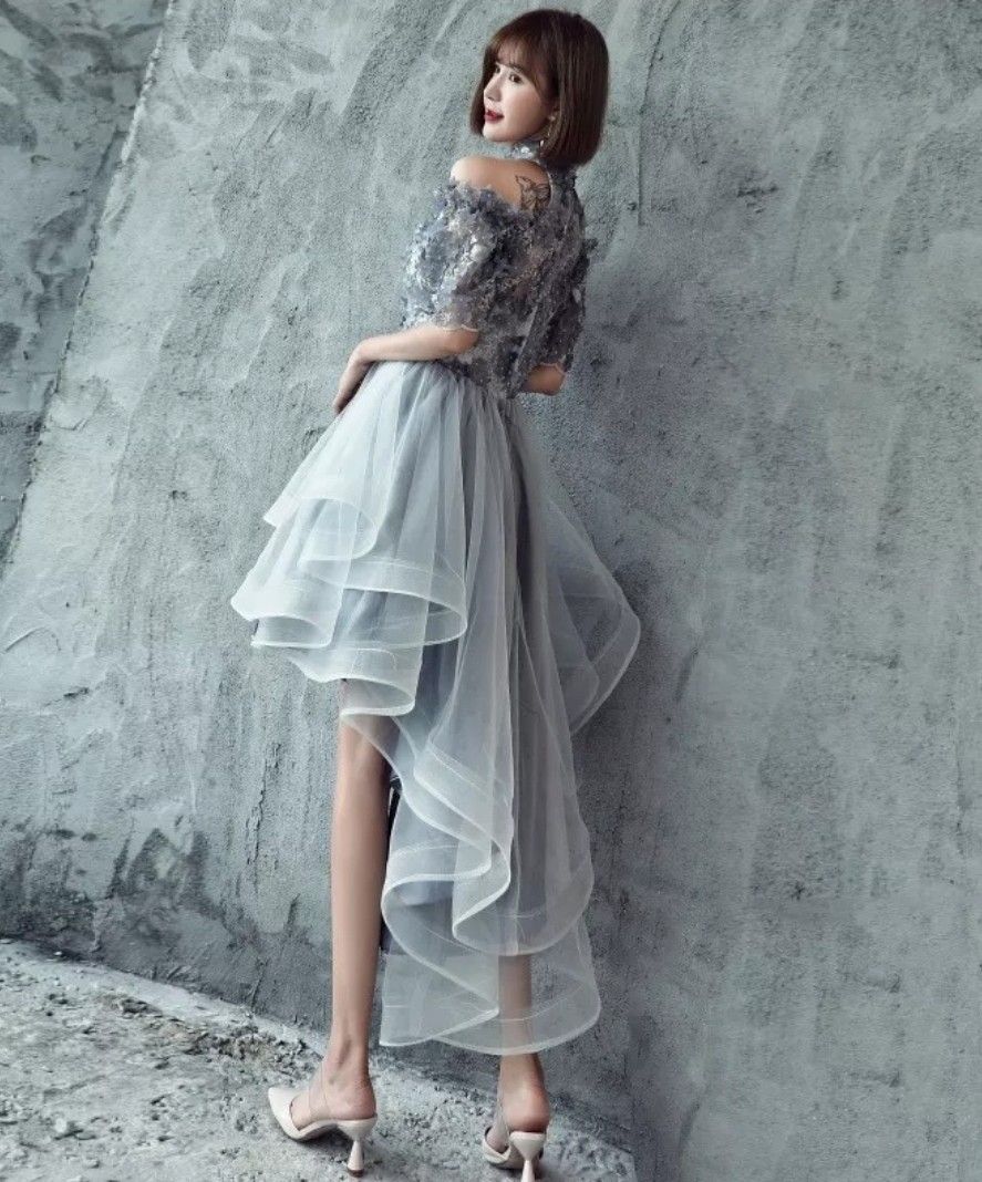 Back long on sale front short dress