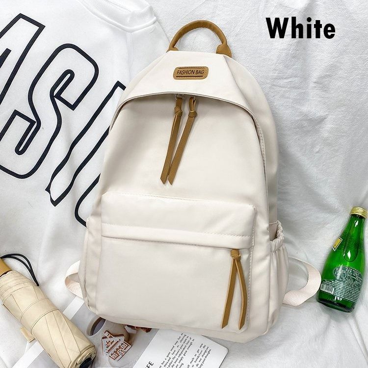 Korean Style Fashion School Backpack with Large Capacity Premium Material Plain Fashion Bag Travel Backpack White