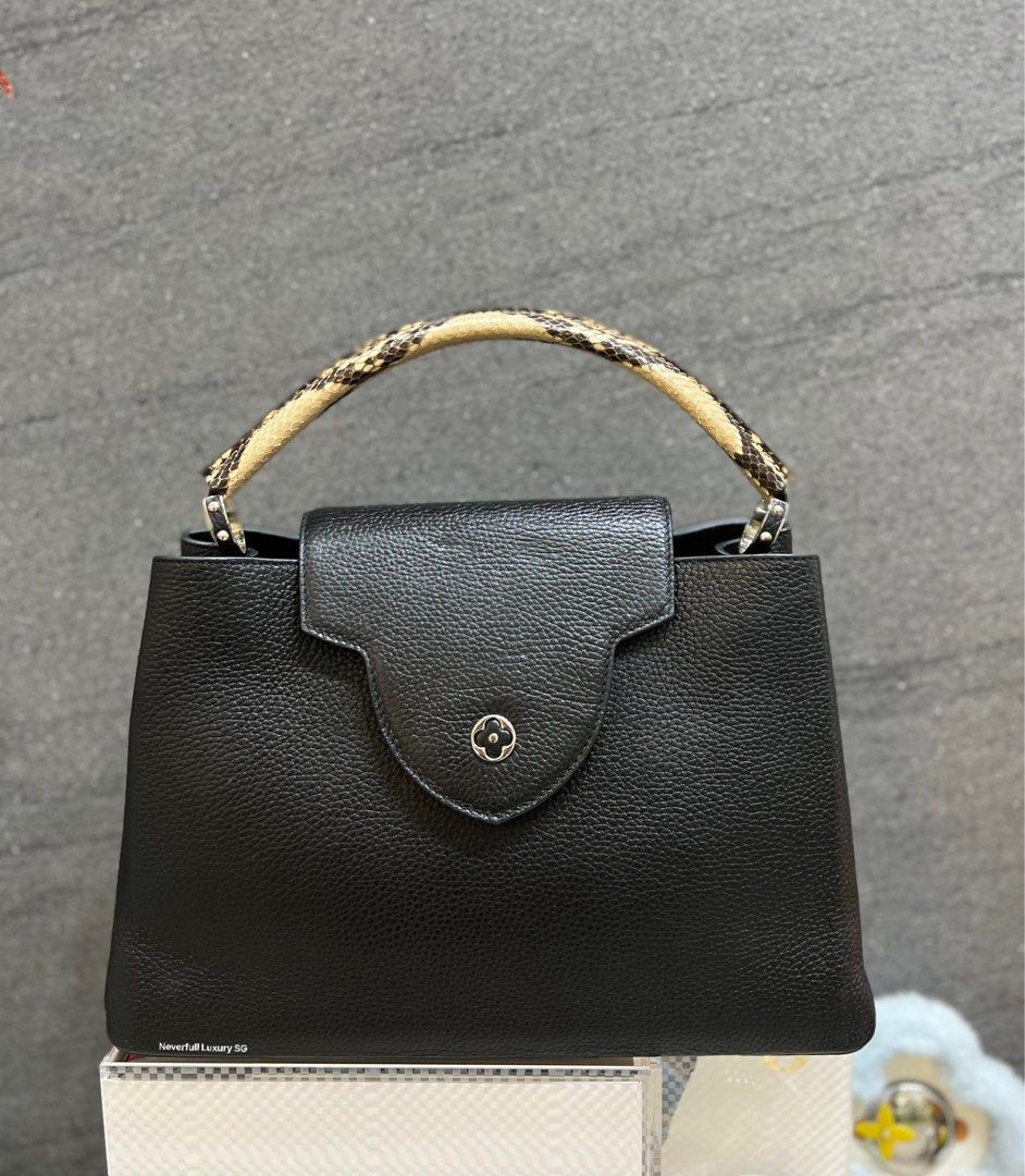 Louis Vuitton Black Capucines MM with Python Handle at Secondi