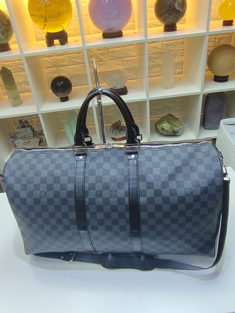 Louis Vuitton Damier Graphite Keepall Bandouliere 55 Duffle Bag