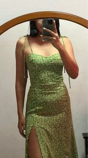 Love Ara Coco Green Self Tie Midi Dress