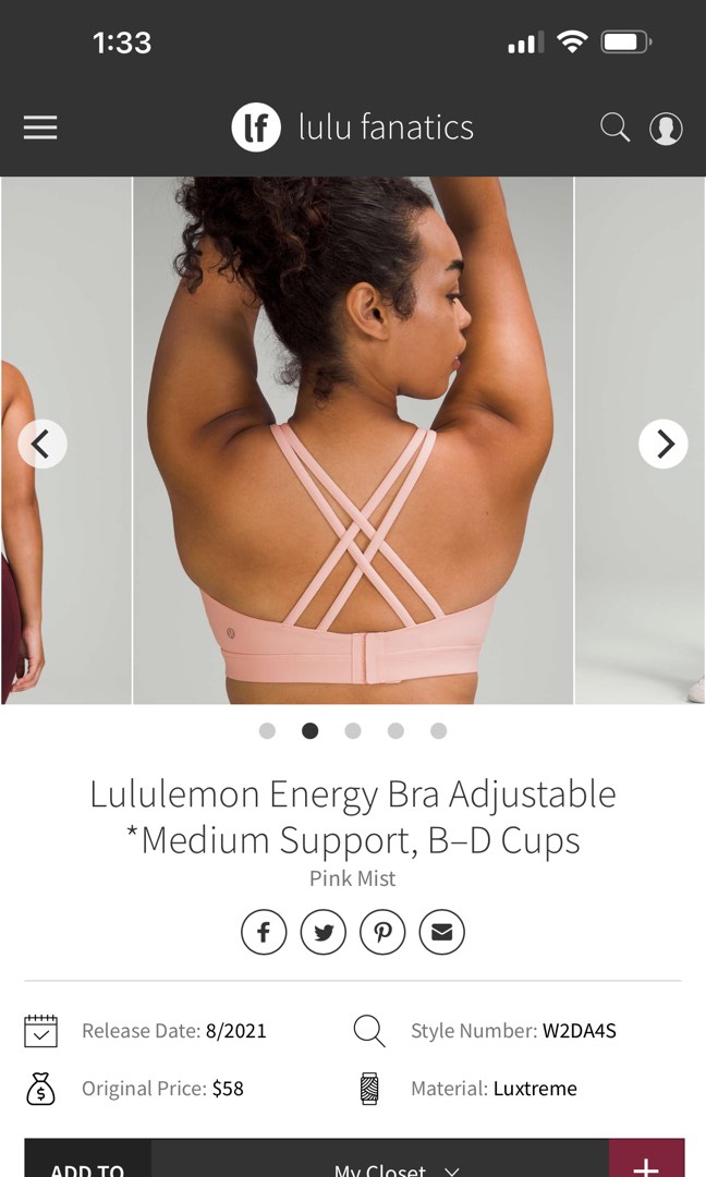 Lululemon Energy Bra *Medium Support, B–D Cup - Wild Mint - lulu fanatics