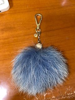 Fur Pom Pom Keychain Bag Charm| Fur Ice Cream Key-chain | Faux Fur Key  Chain Good Luck Charm - Blue