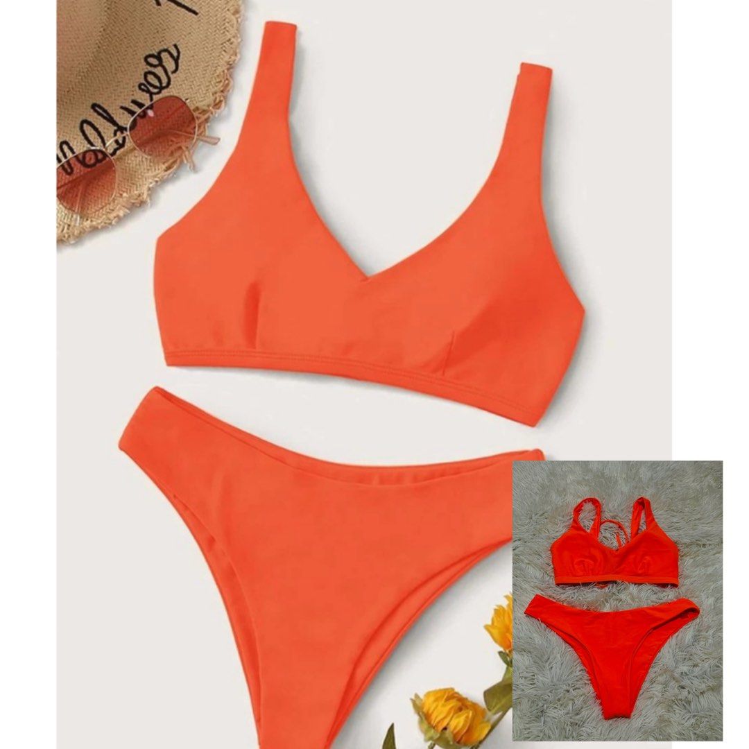 Neon Orange Bikini Medium Size, Women's Fashion, Swimwear, Bikinis