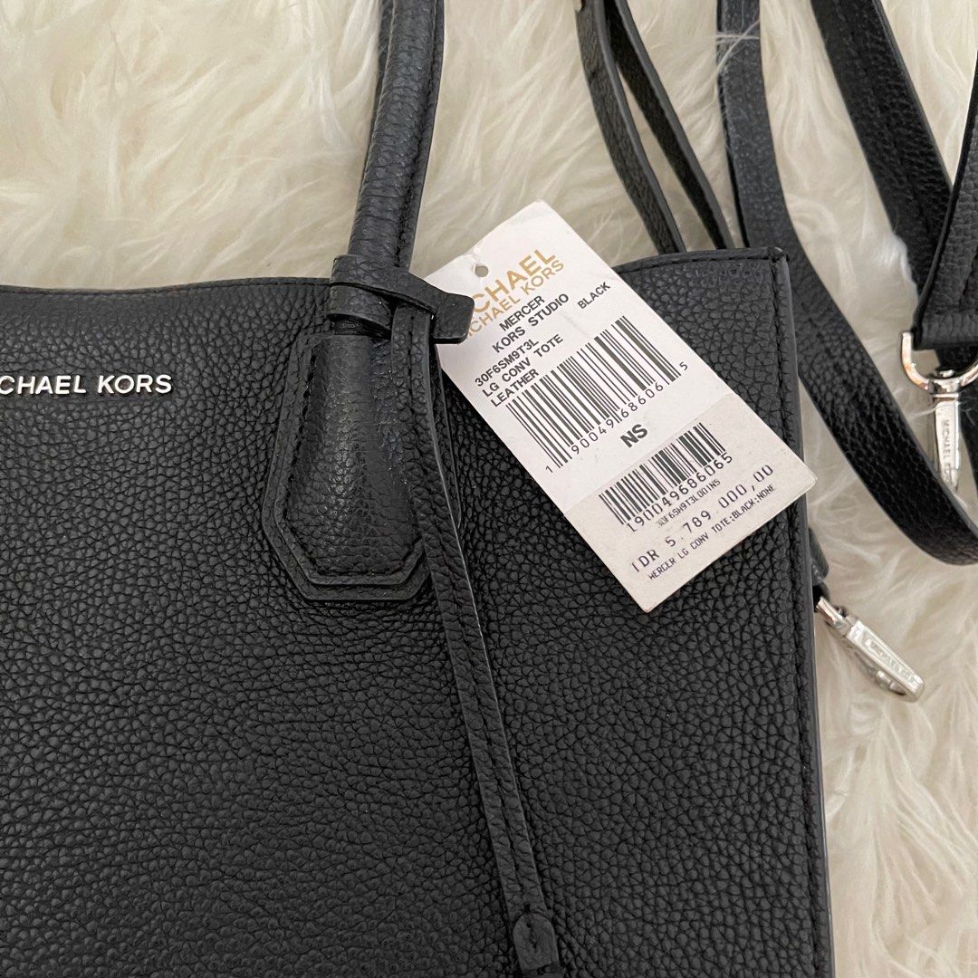 NETT Michael Kors Mercer Large Preloved Black MK Sling Tote Bag