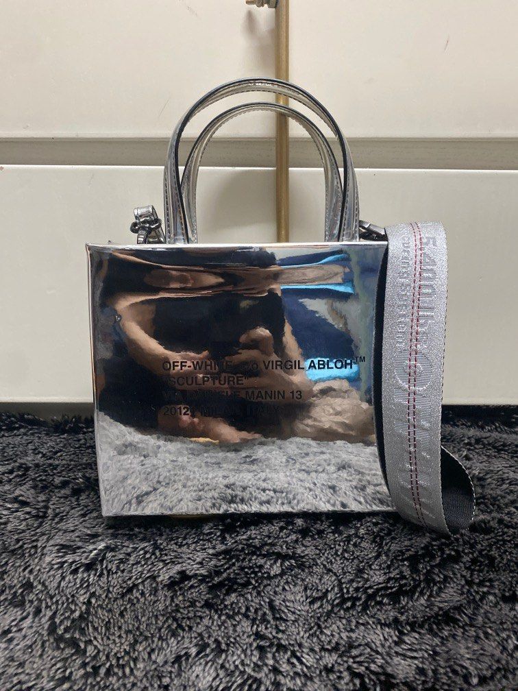 Off white silver mirror bag sales