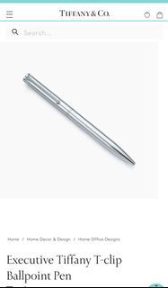 Original Executive Tiffany T-clip Ballpoint Pen (Sterling Silver) 