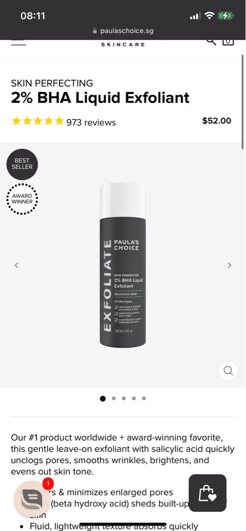 Paula Choice 2 BHA liquid exfoliant, Beauty & Personal Care, Face