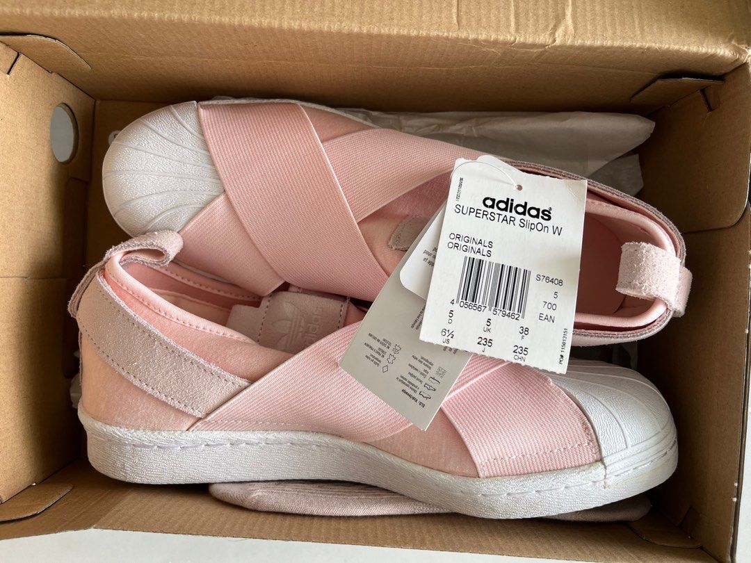 Pink adidas slip on top