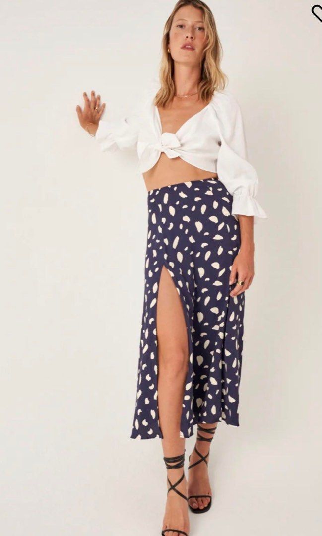 Reformation Zoe Midi Skirt in Splatter, Women's Fashion, Bottoms