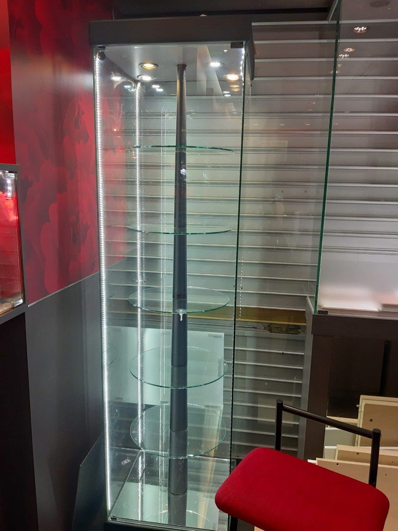 Revolving Tier Glass Display with light, Furniture & Home