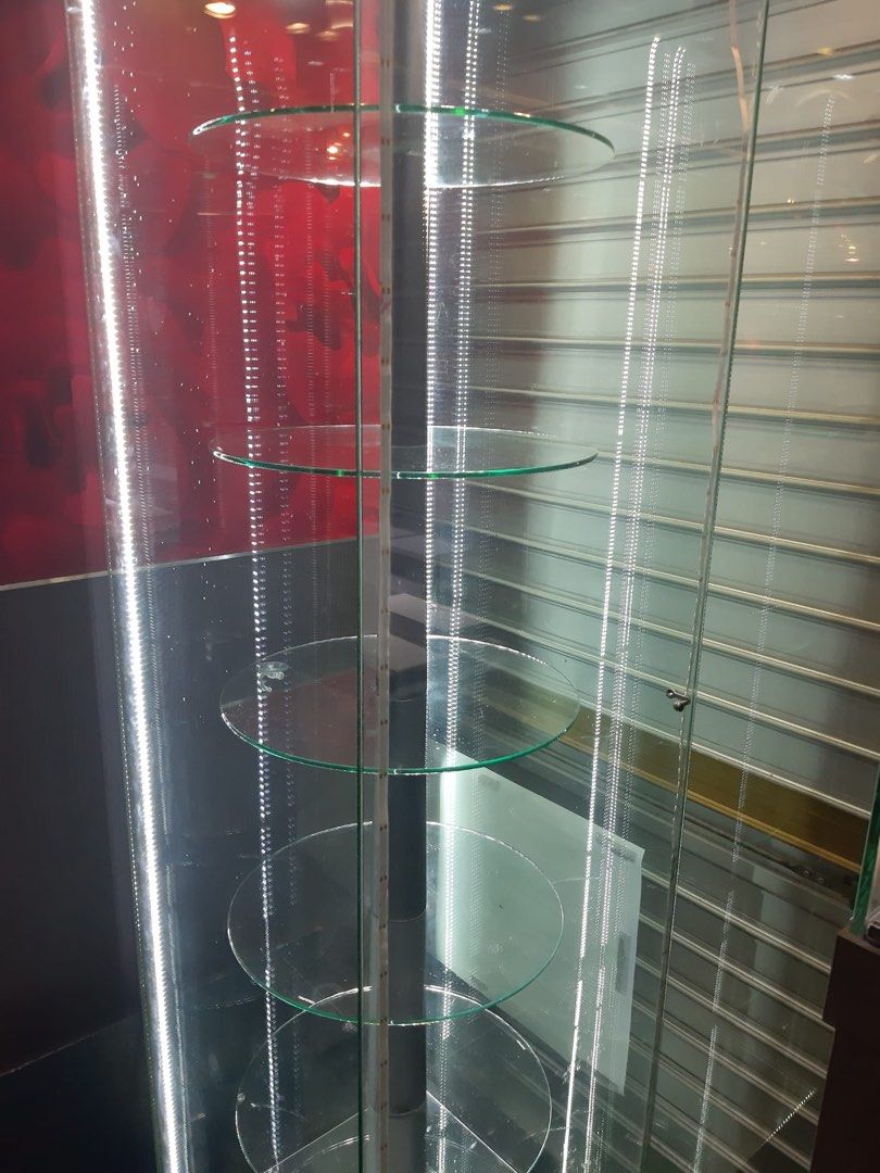 Revolving Tier Glass Display with light, Furniture & Home