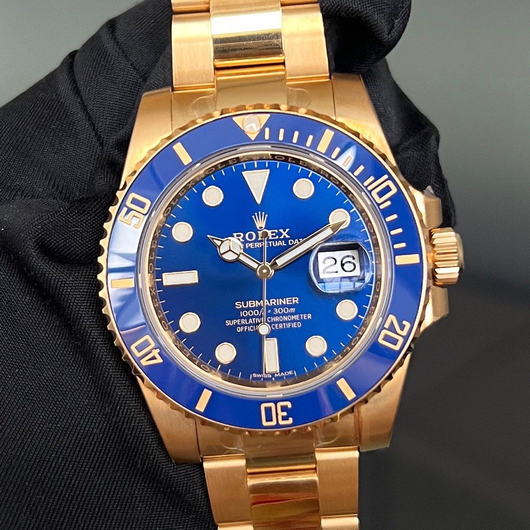 Gold blue rolex submariner online