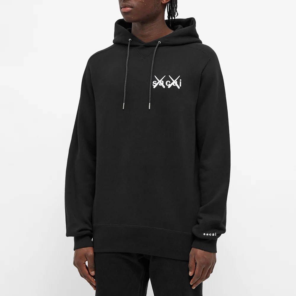 Sacai KAWS Embroidered Logo Hoodie Sweatshirt 聯名黑帽T 時尚潮流