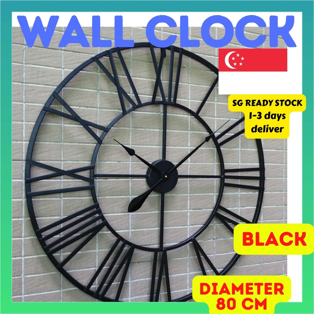 [SG SELLER]BIG 60 CM CLOCK CLASSY WALL CLOCKS METAL WROUGHT IRON ROMAN