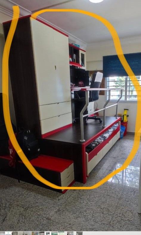 Single Bed with study table (Category: Tables & Sets) located in Singapore. Submitted by masuri_max (Listing ID 1212749031, Image 1). Description: Selling at $800. Nego. Self collect. Easy to dismantle and fixed. Feel free to watsapp me at 83222050 for viewing..