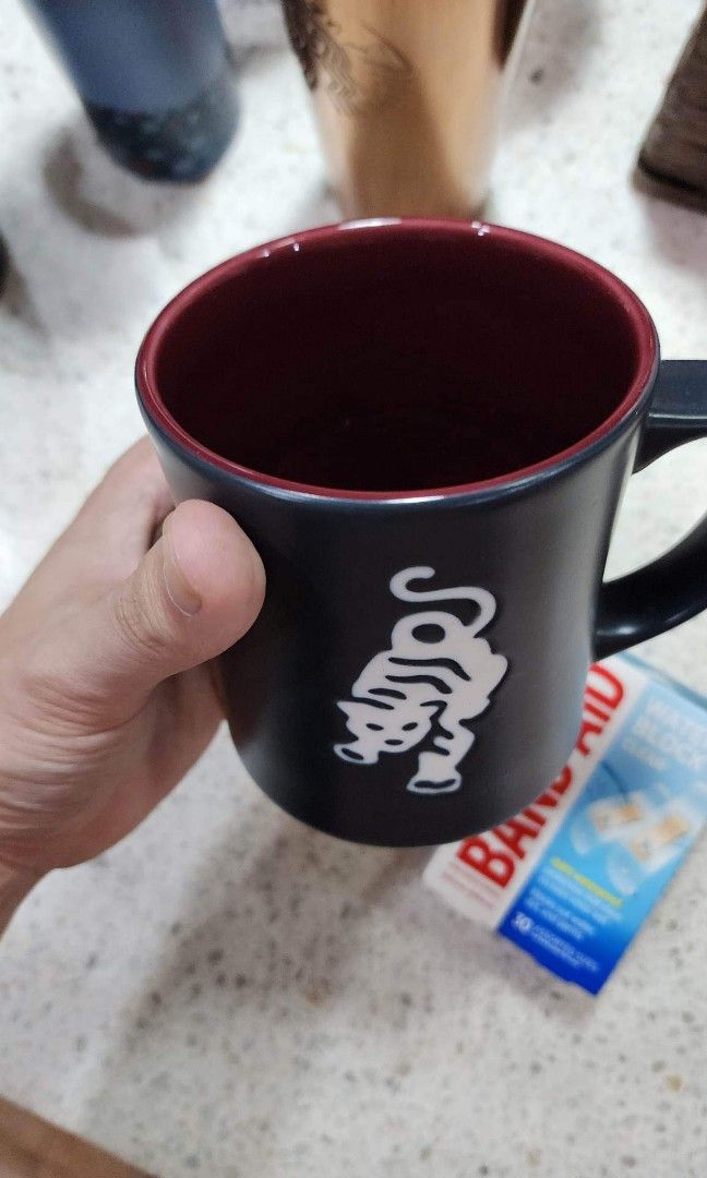 Starbucks tiger & paint splatter black mug, Furniture & Home Living