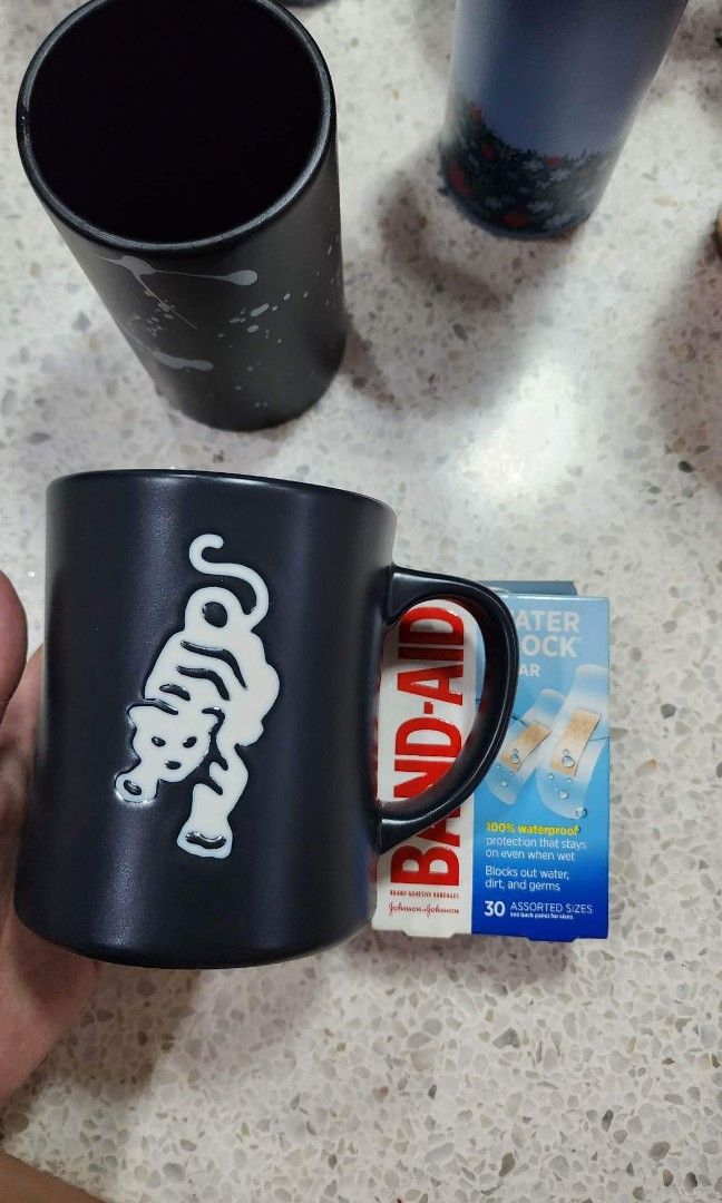 Starbucks tiger & paint splatter black mug, Furniture & Home Living