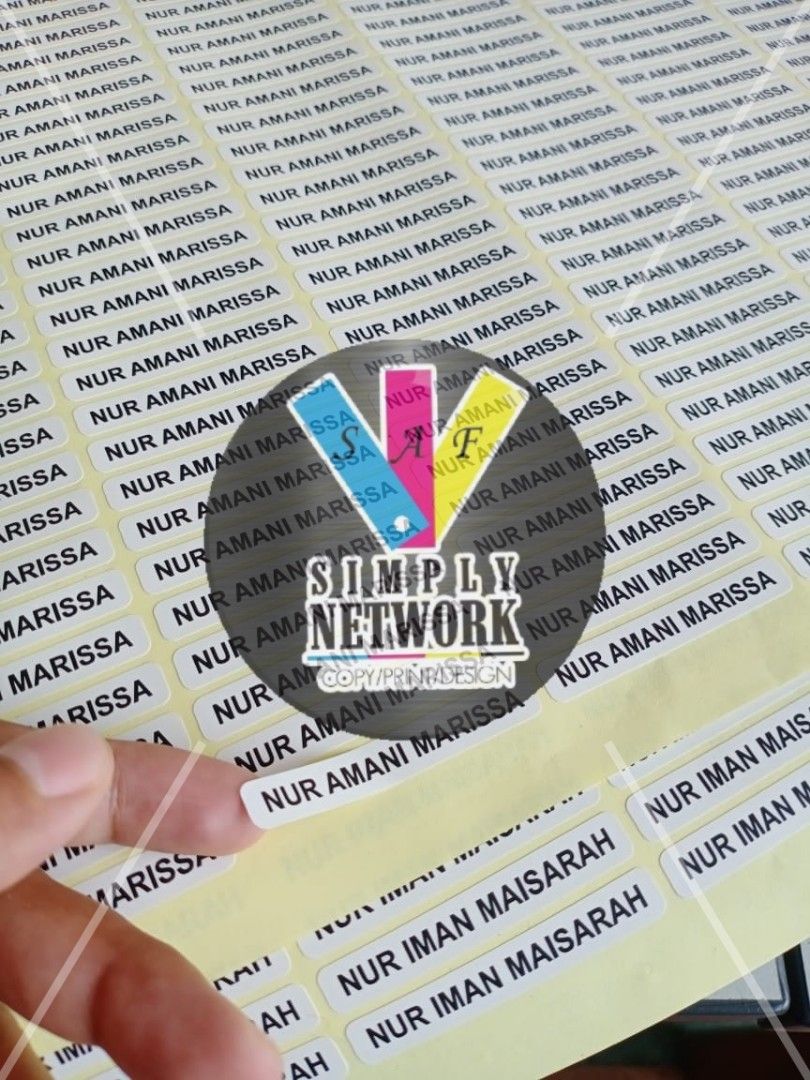STICKER HITAM NAMA BUDAK SEKOLAH, Computers & Tech, Printers, Scanners