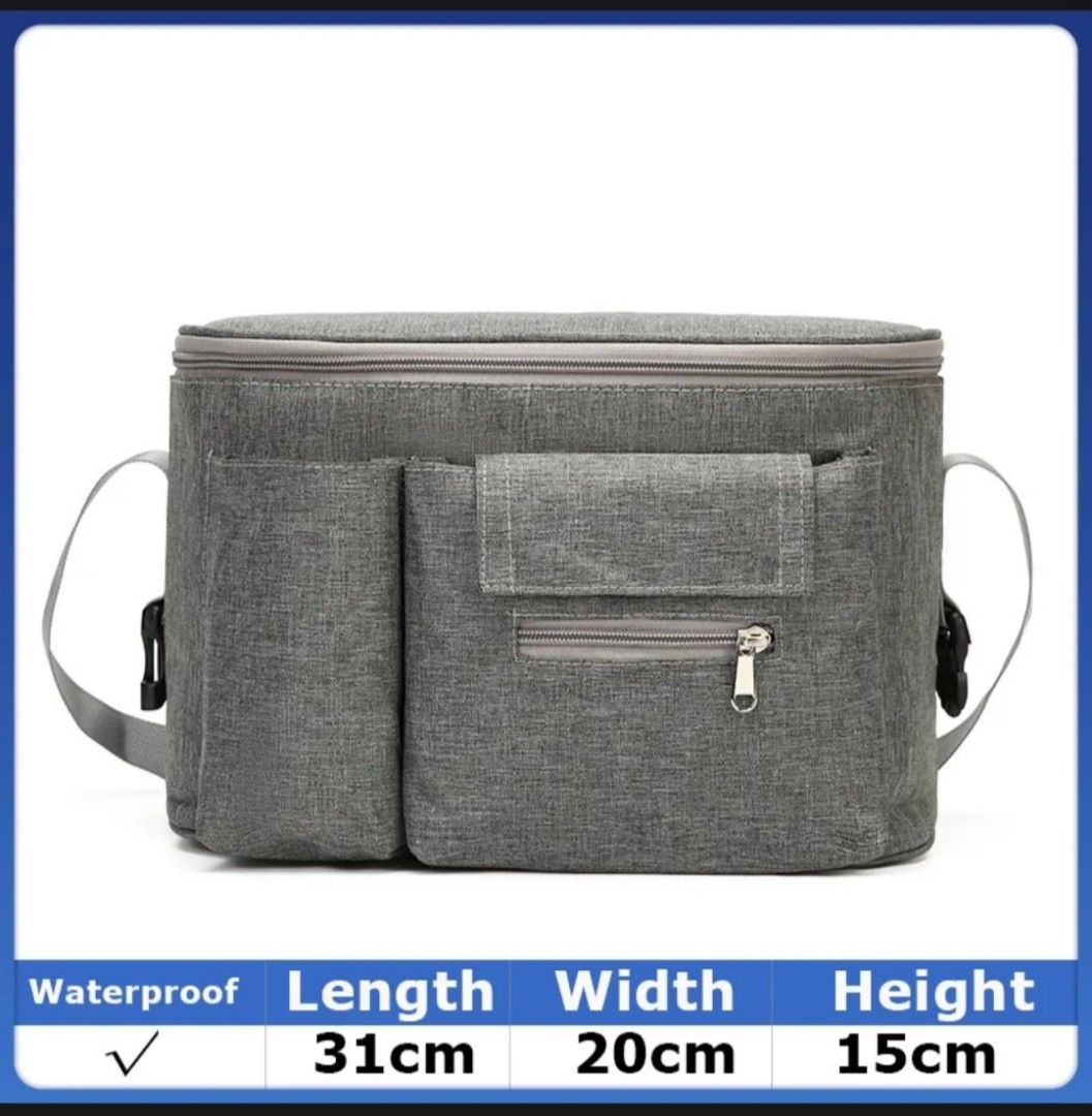 Stroller diaper insulated bag waterproof thick fabric (Category: Diaper Bags & Wetbags) located in Manila. Submitted by makeupbrush (Listing ID 1212748611, Image 1). Description: with bottle pocket with tissue or wet wipes zipped pocket.