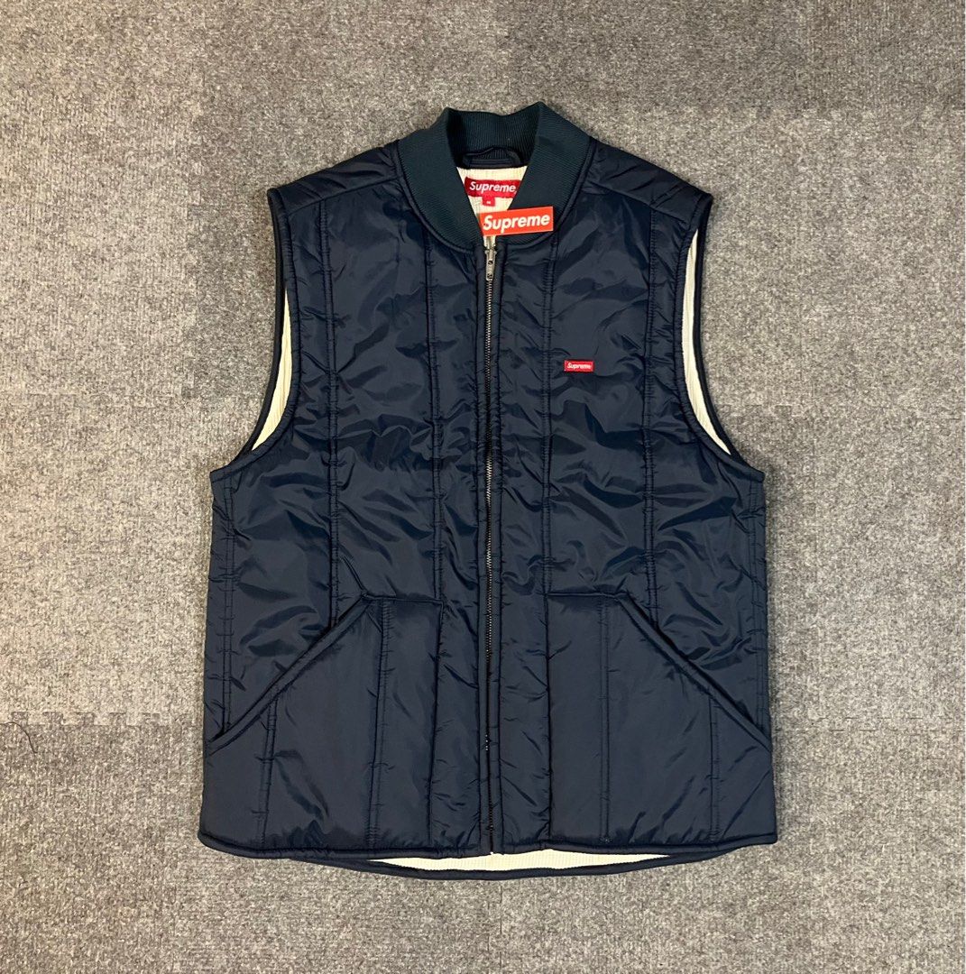 SUPREME SMALL BOX LOGO SHOP VEST JACKET 背心外套- NAVY, 男裝, 外套