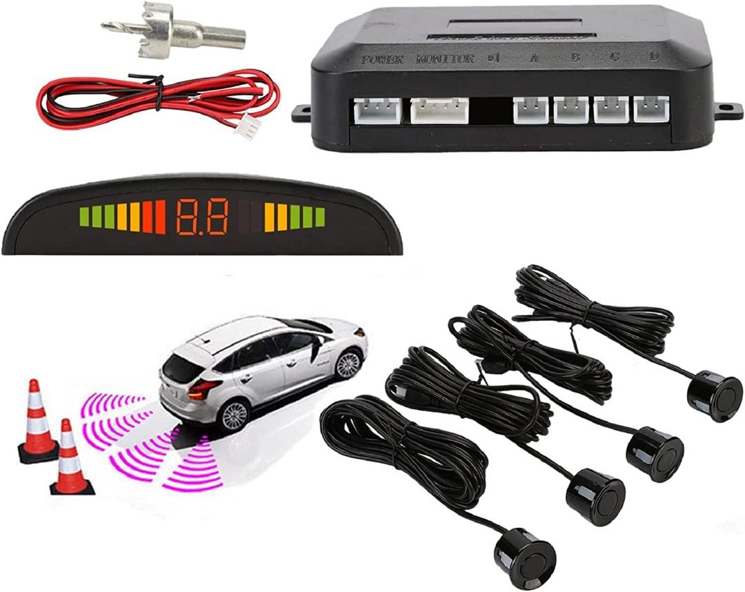 TKOOFN Car Parking Reverse Reversing Backup Radar System (4 Sensor ...