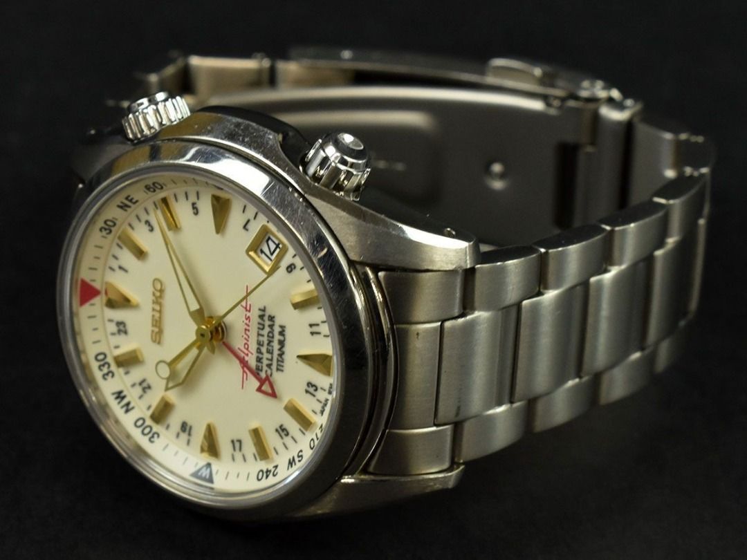 Ultra rare Seiko Alpinist GMT titanium HAQ perpetual calendar 8F56 SBCJ021,  Men's Fashion, Watches & Accessories, Watches on Carousell
