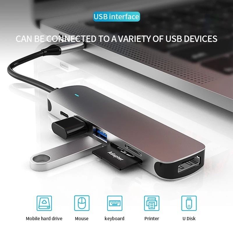 USB C Hub Adaptor Type C to USB C, Multi-Port USB C Hub, Plug & Play ...