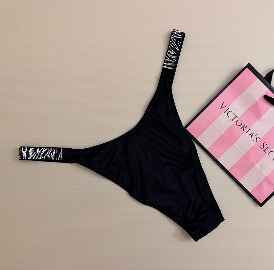 Victoria's Secret Black Cheeky Strapped Panty, Women's Fashion, New  Undergarments & Loungewear on Carousell
