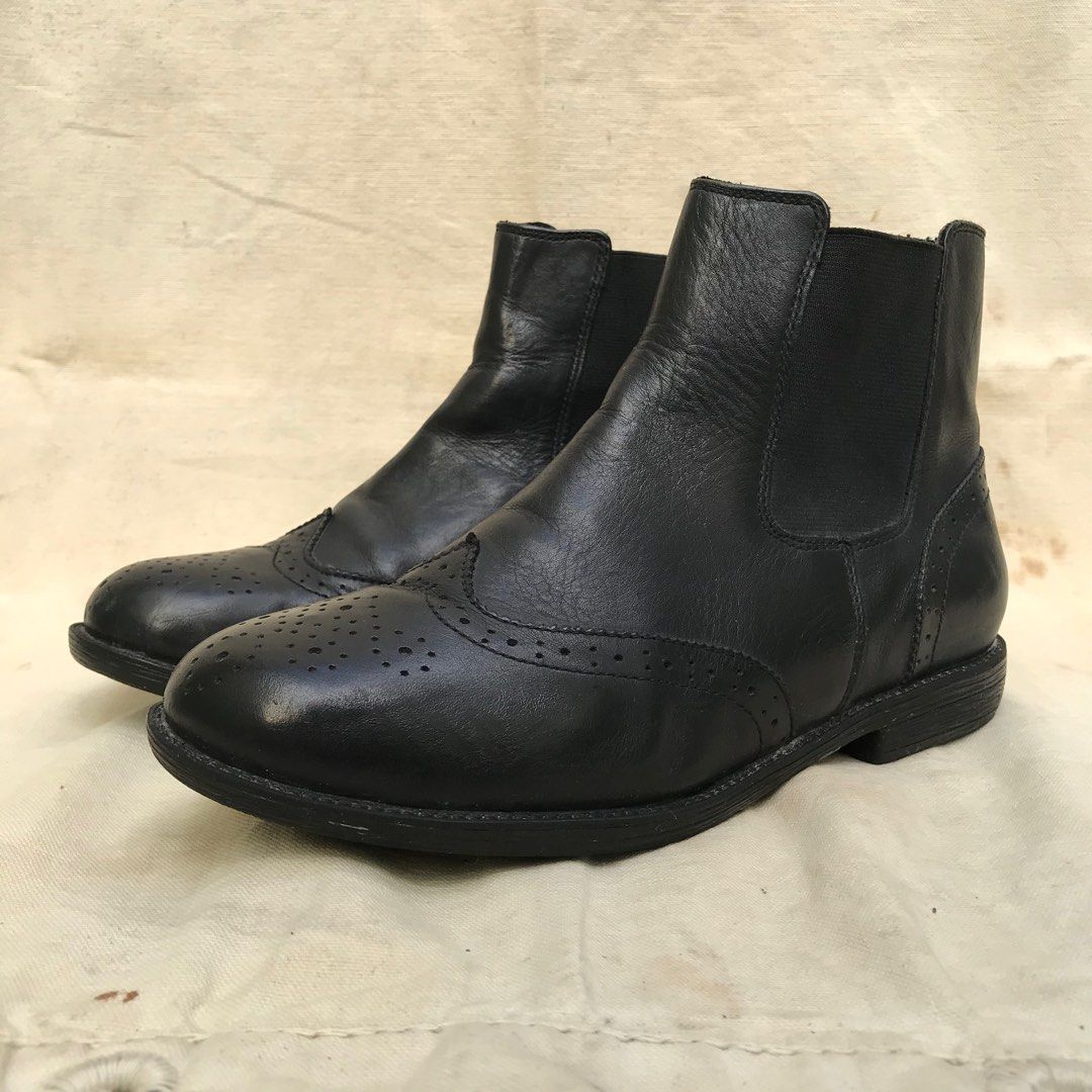 patent brogue chelsea boots