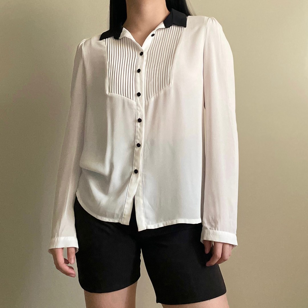 Spring Long Sleeve White Office Blouse main image 0