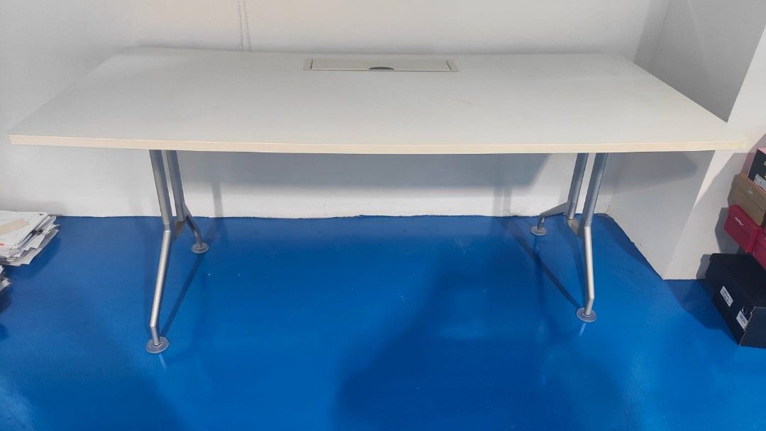 White Office Table, Furniture & Home Living, Furniture, Tables & Sets