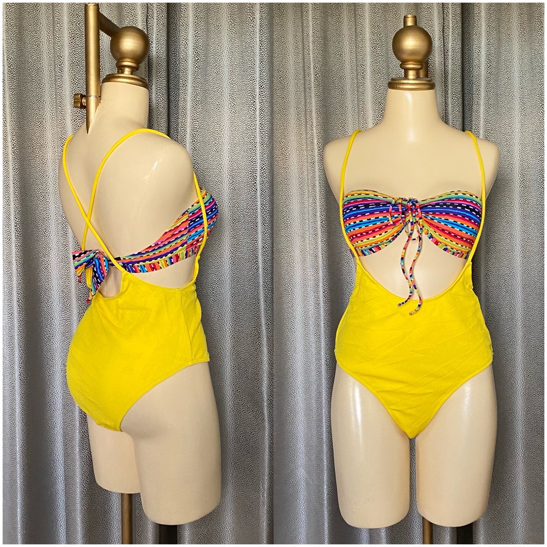 Yellow Two Piece Swimsuit, Women's Fashion, Swimwear, Bikinis & Swimsuits on Carousell