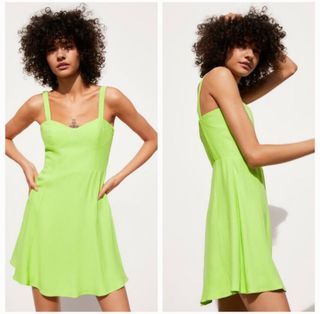 ZARA GREEN NEON MINI DRESS