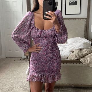 Zara printed draped dress