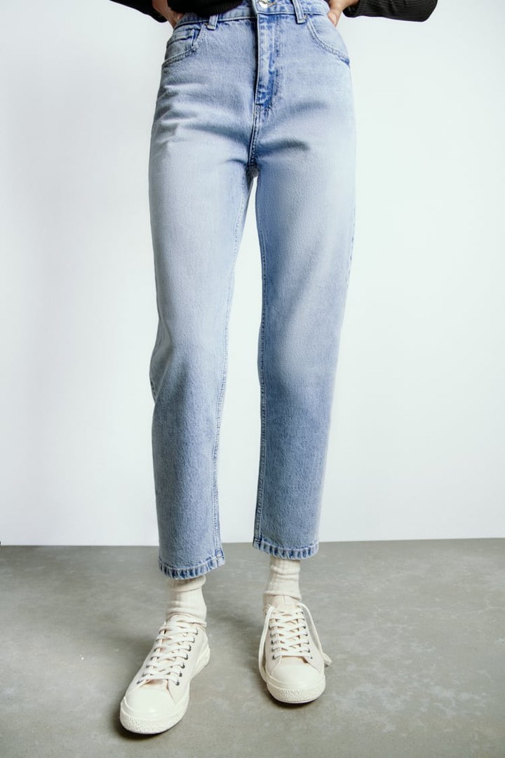 Zara Z1975 MOM FIT AUTHENTIC JEANS in Light Blue UK4 size