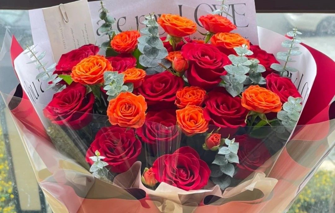 33 Red Roses with roses spray, Hobbies & Toys, Stationery & Craft ...