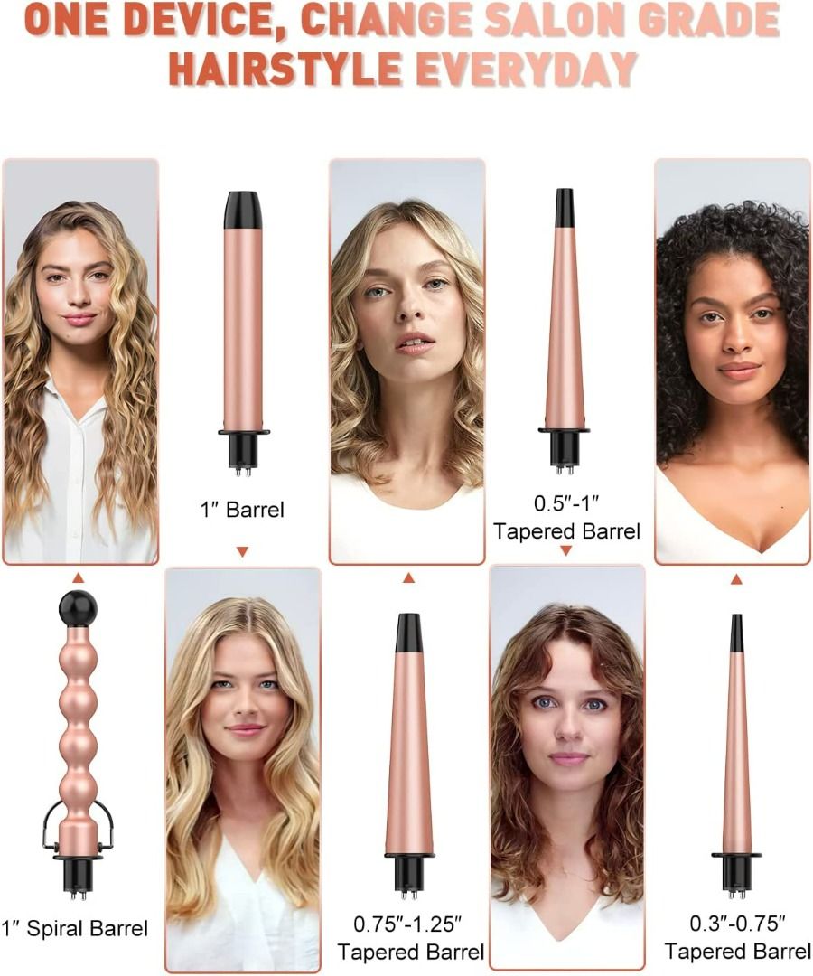 346 BESTOPE 5 In 1 Ceramic Curling Iron Wand Set With 5 Interchangeable Ceramic Barrels 0.35 To 1.25 And Heat Resistant Glove Rose Gold Beauty Personal Care Hair on Carousell