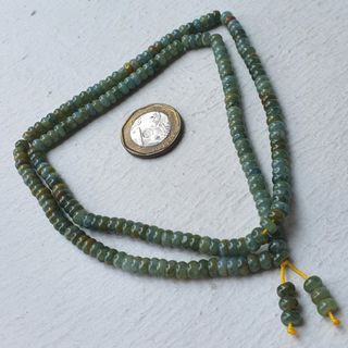 5.6mm Certified Type A Jadeite Necklace Yellow Blue Green Jade Abacus