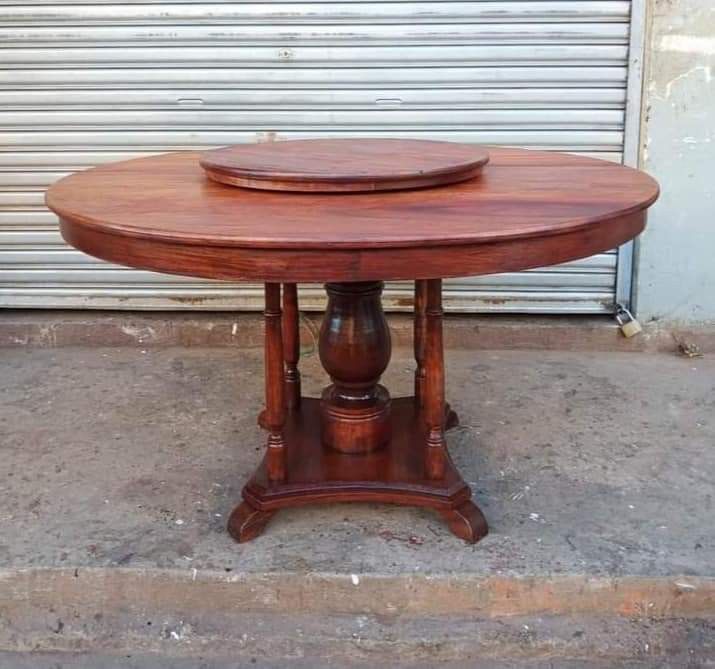 68 Seater Narra Dining Table with Lazy Susan, Furniture & Home Living