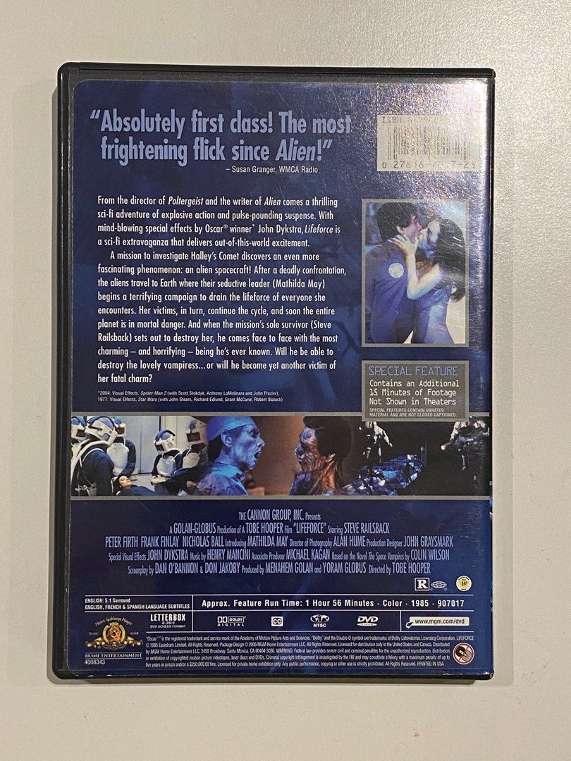 宇宙天魔 Lifeforce DVD 八十年代經典科幻電影, 興趣及遊戲, 音樂、樂器 & 配件, 音樂與媒體 - CD 及 DVD ...
