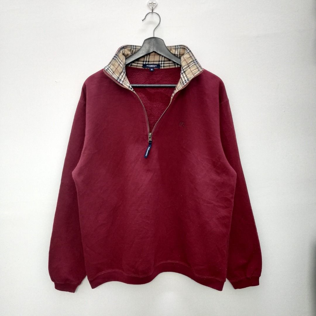 ? SALE ? [M] BURBERRY LONDON SWEATER HALF ZIPPER PULLOVER RED COLOR BAJU  SEJUK BRANDED WINTER COLD SIZE MEDIUM DESIGNER, Men's Fashion, Coats,  Jackets and Outerwear on Carousell