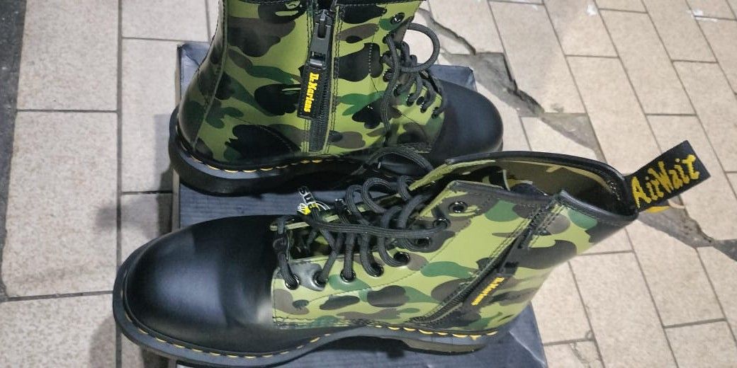A Bathing Ape x Dr. Martens 1460 BAPE Leather Zip Camo Men s