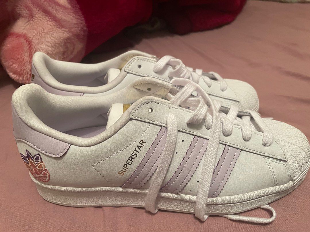 Adidas Superstar purple strips Women s Fashion Shoes on Carousell